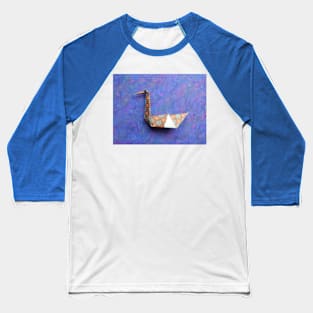 Origami swan blue pastel background Baseball T-Shirt